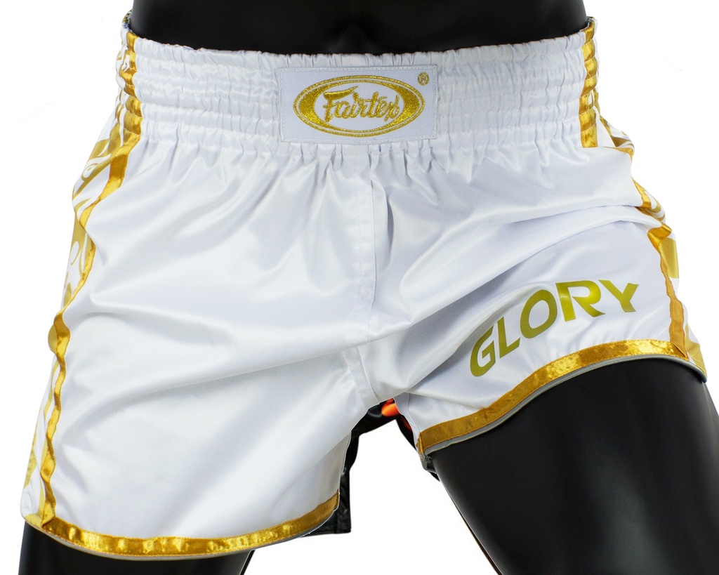 Fairtex Muay Thai Shorts Glory BSG2, White-Gold