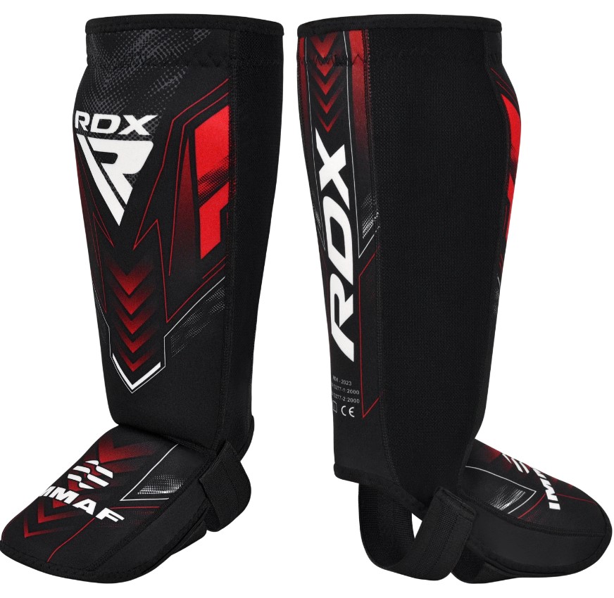 RDX Shin Guards IMMAF, Black-Red