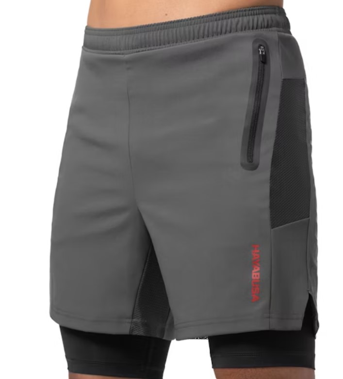 Hayabusa Training Shorts Performance with Compression Shorts, Dark Grey