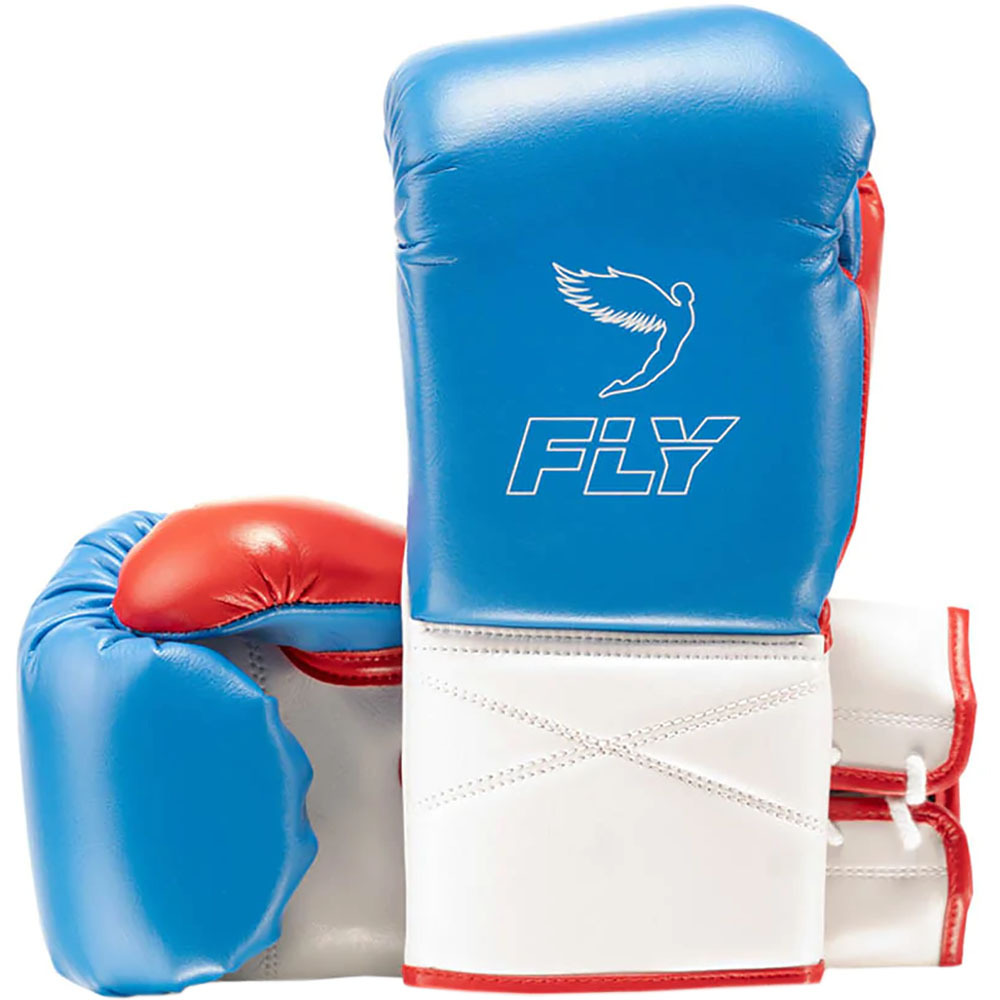 Fly Boxhandschuhe Superlace X mit Schnürung, Blau-Weiß