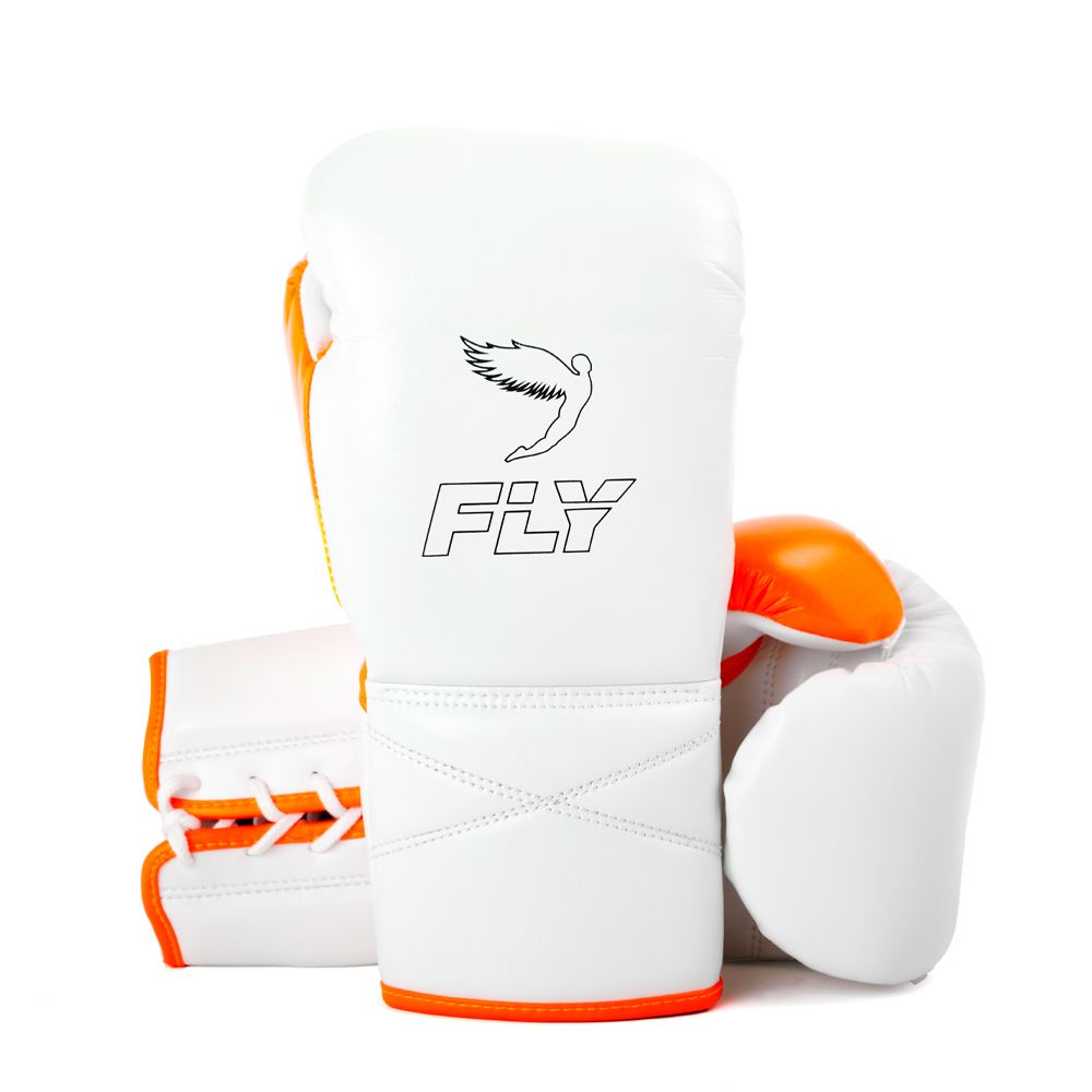 Fly Boxhandschuhe Superlace X mit Schnürung, Weiß-Orange