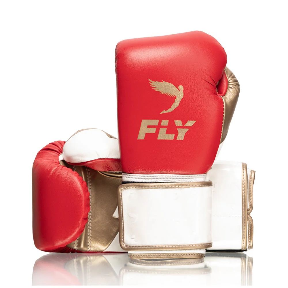 Fly Boxhandschuhe Superloop Lightning mit Schnürung, Rot-Weiß