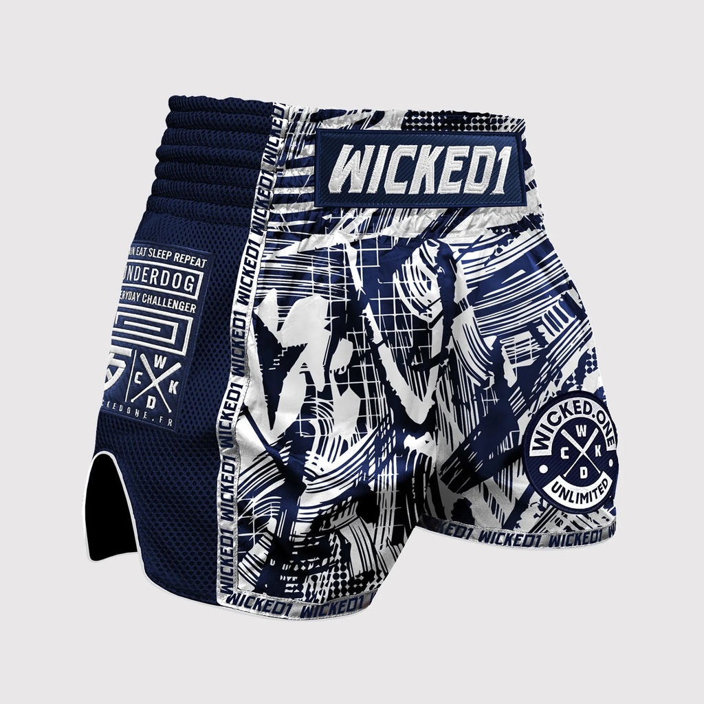 Wicked One Muay Thai Shorts Havoc, Blue-White