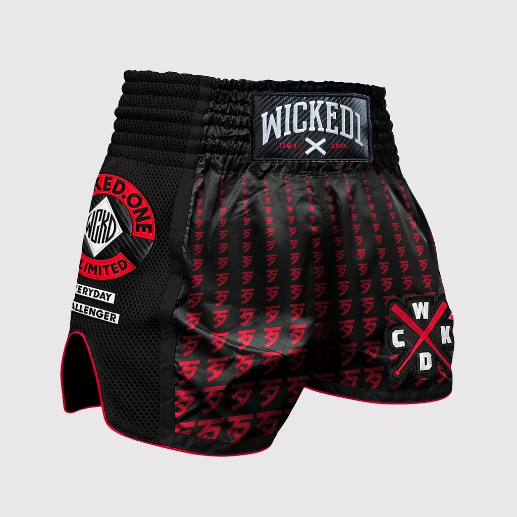 Wicked One Muay Thai Shorts Infinit, Black-Red