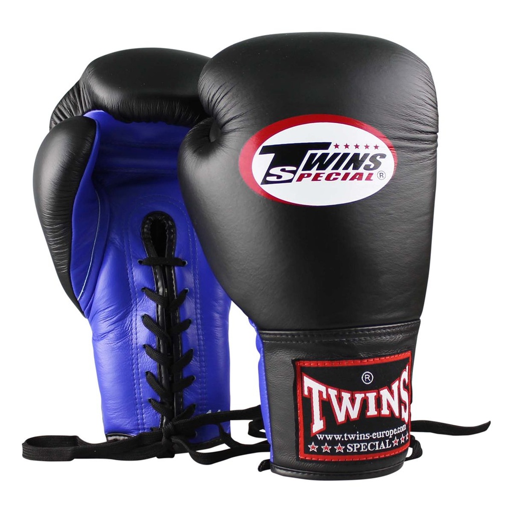 Twins Boxhandschuhe BGLL-1 mit Schnürung, Schwarz-Blau