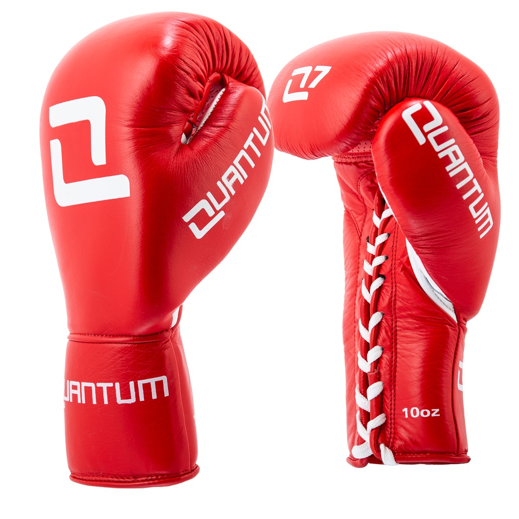 Quantum Boxing Gloves Q7 Pro Fight Laces, Red