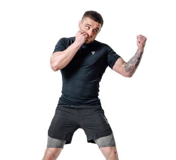 RDX Fight Shorts T15 2-in-1, Schwarz-Grau