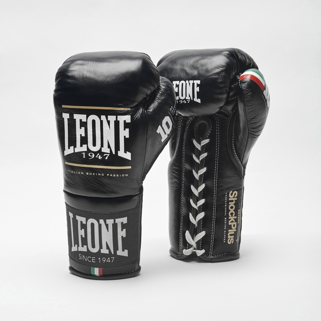 Leone Boxing Gloves Shock Plus Laces, Black