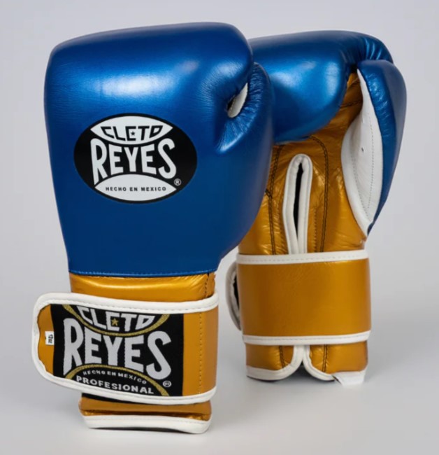 Cleto Reyes Boxhandschuhe Training Velcro, Blau-Gold