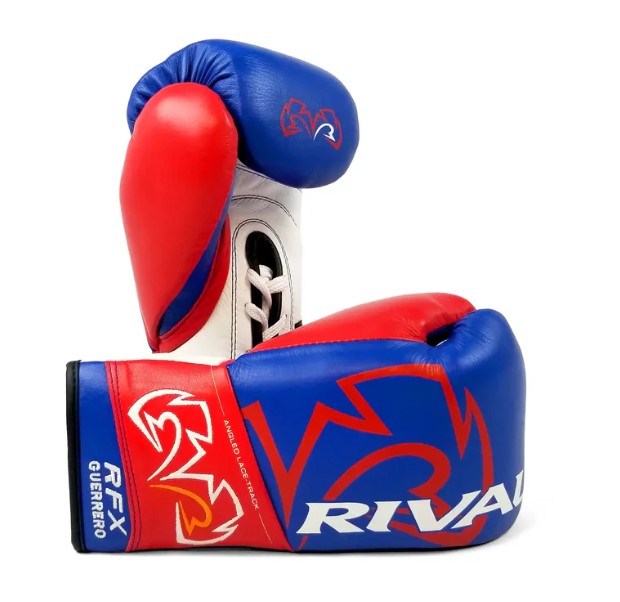 Rival Boxing Gloves RFX-Guerrero Pro Fight HDE-F with Laces, Blue-Red-White