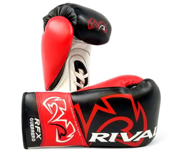 Rival Boxing Gloves RFX-Guerrero Pro Fight HDE-F with Laces, Black-Red-White