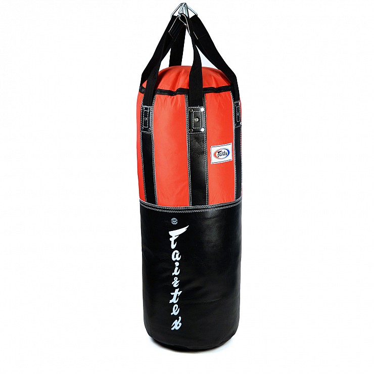 Fairtex Boxsack HB3 XL 105x40cm 40kg, Schwarz-Rot