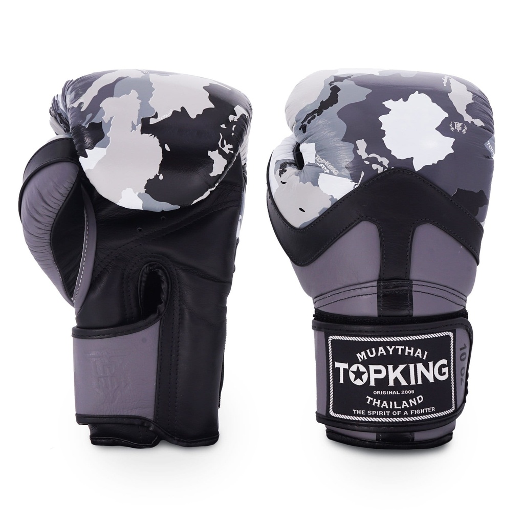 Top King Boxing Gloves Super Camo, Gray