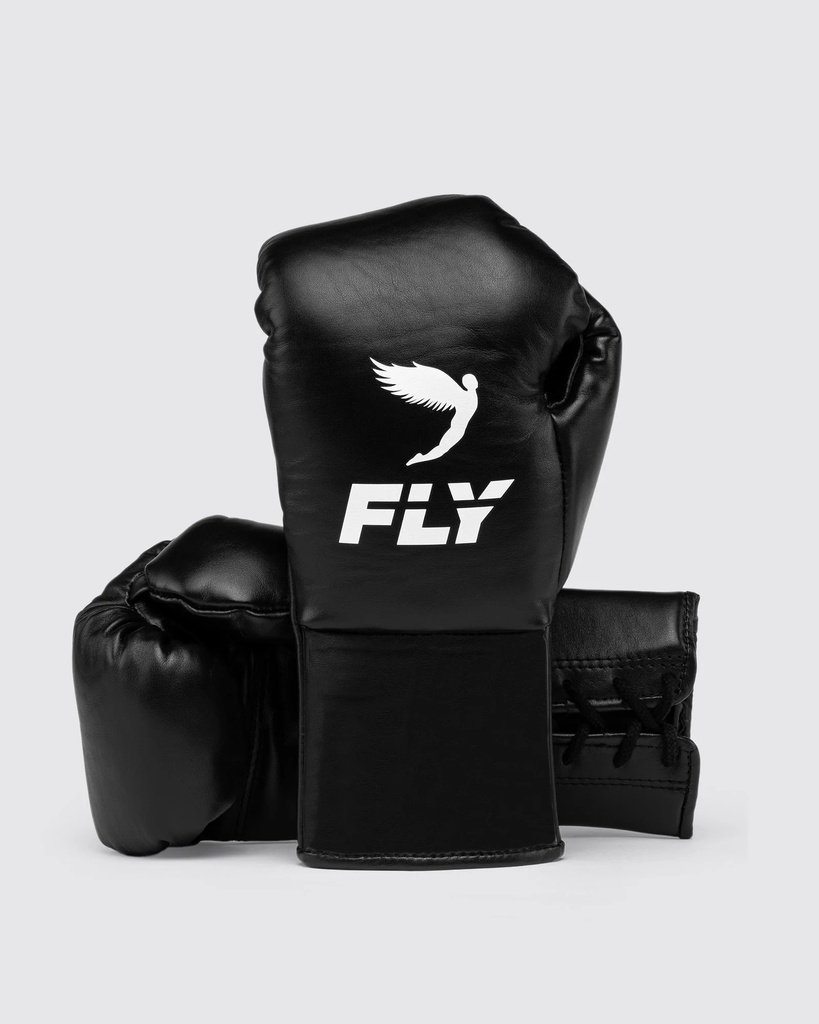 Fly Boxhandschuhe Kyo Pro-Fight mit Schnürung, Schwarz