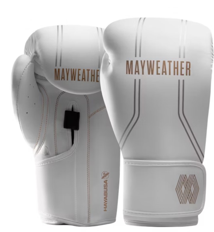 Hayabusa Boxing Gloves Mayweather Contender, White-Gold