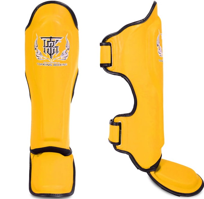 Top King Shin Guards Pro Leather, Yellow