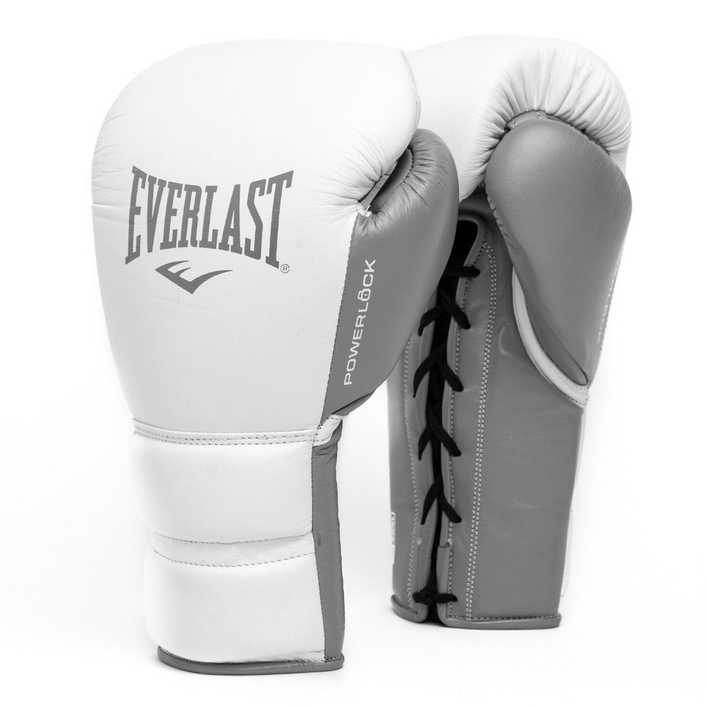 Everlast Boxing Gloves Powerlock 2 Pro with Laces, White-Gray