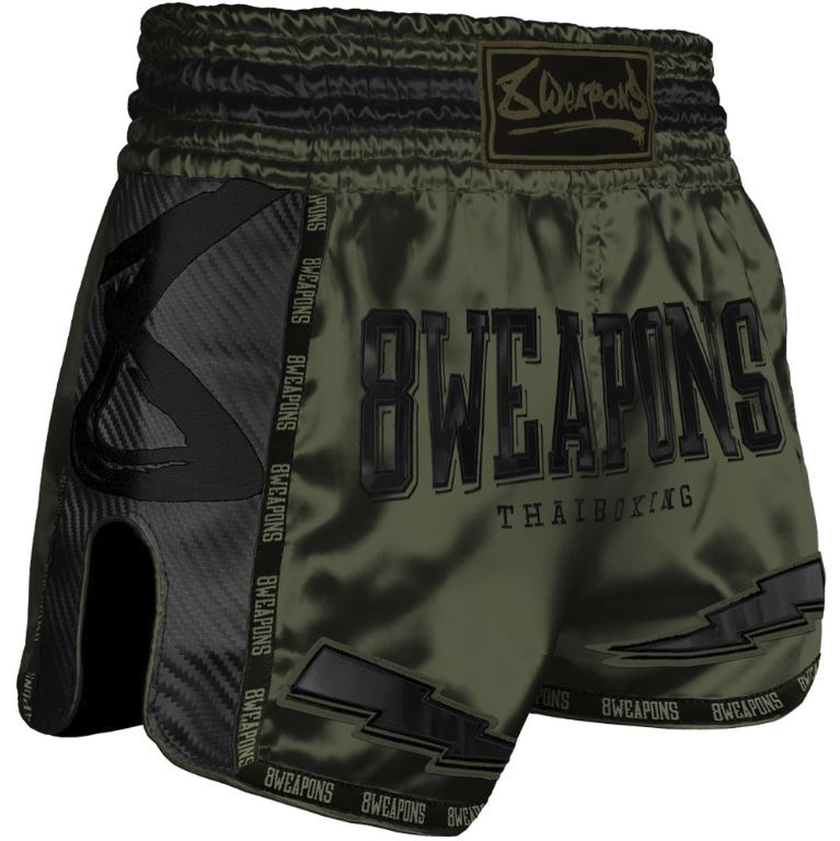 8Weapons Muay Thai Shorts Carbon Underworld Olive, Grün