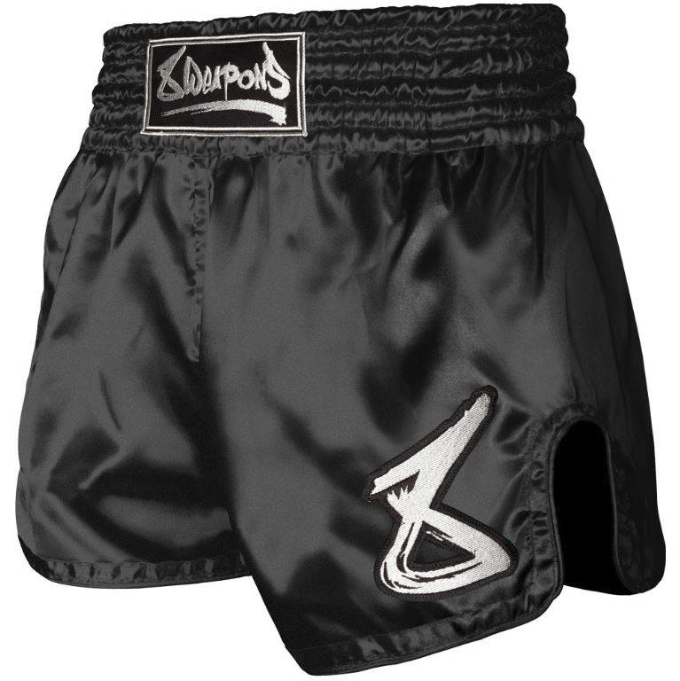 8Weapons Muay Thai Shorts Strike, Black-White