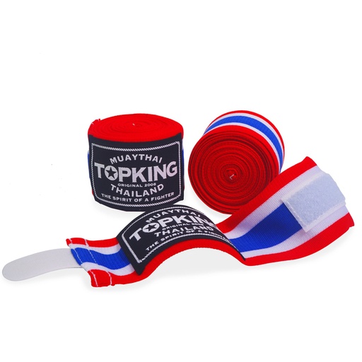 [TKHWR-01-TF] Top King Hand Wraps 4.5m Semi-Elastic, Red-White-Blue