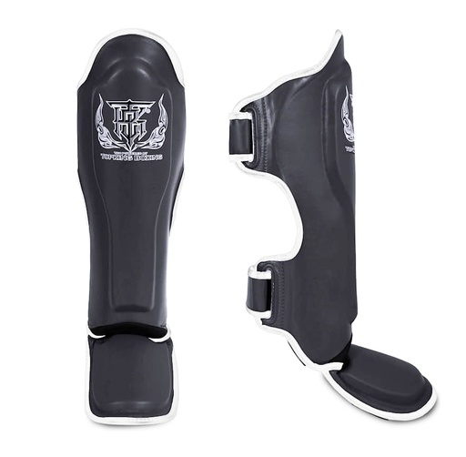 Top King Schienbeinschoner Pro Leder, Schwarz-Weiß