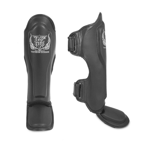 Top King Shin Guards Pro Leather, Black
