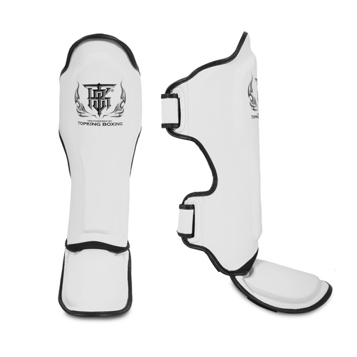 Top King Shin Guards Pro Leather, White-Black