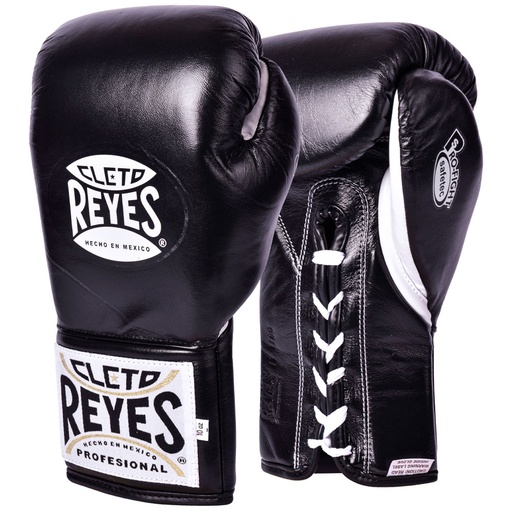 Cleto Reyes Boxing Gloves Pro Fight Safetec Laces, Black-White