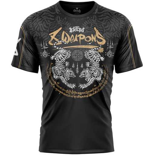 8Weapons T-Shirt Sak Yant Tigers, Black-Yellow