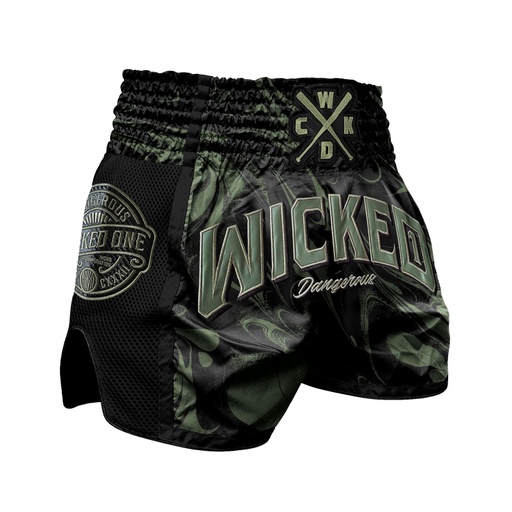 Wicked One Muay Thai Shorts Dangerous, Khaki-Schwarz