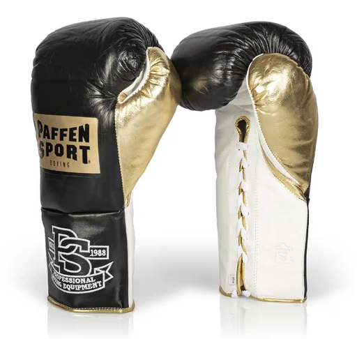 Paffen Sport Boxhandschuhe Pro Mexican TF Fight mit Schnürung, Schwarz-Gold