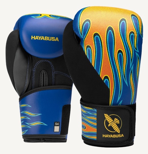 Hayabusa Boxhandschuhe S4 Junior Epic Flames, Blau-Gelb