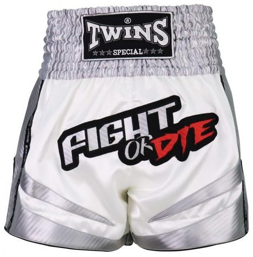 Twins Muay Thai Shorts Fight Or Die, Weiß