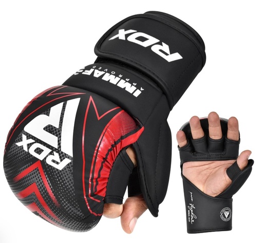 RDX MMA Gloves IMMAF Sparring Shooter, Black-Red