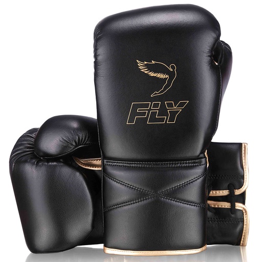 Fly Boxhandschuhe Superlace X mit Schnürung, Schwarz-Gold