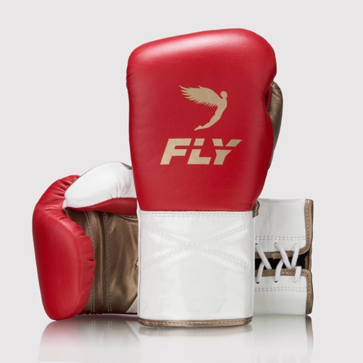 Fly Boxhandschuhe Superlace Lightning mit Schnürung, Rot-Weiß