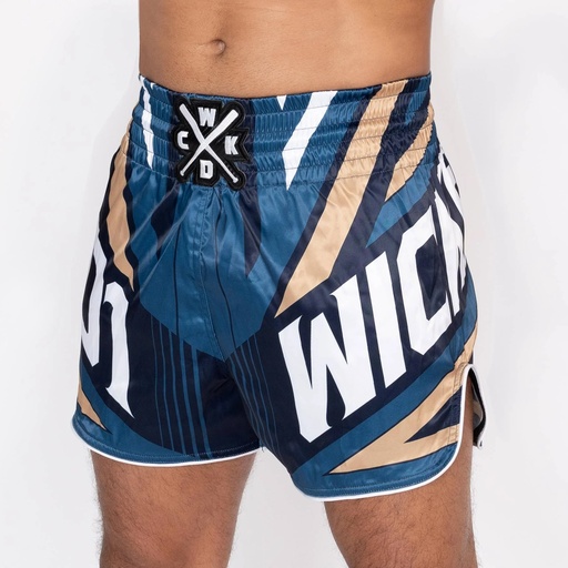 Wicked One Muay Thai Shorts District, Blue-Gold