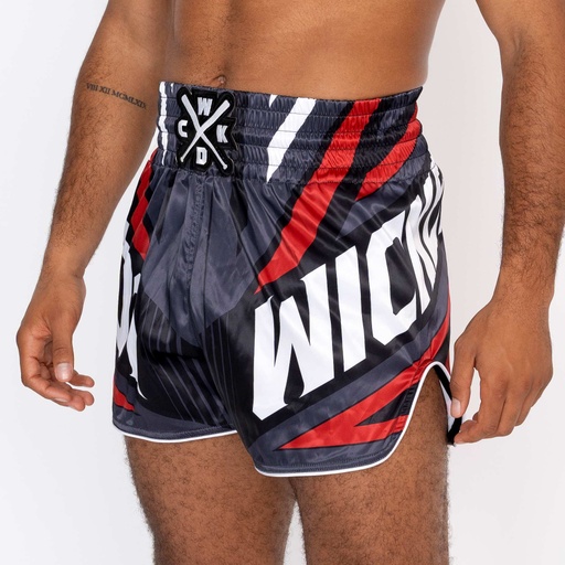 Wicked One Muay Thai Shorts District, Gray-Red