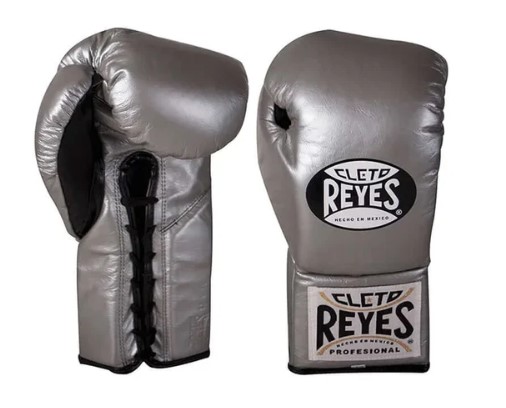 Cleto Reyes Boxing Gloves Professional Fight with Laces, Silver