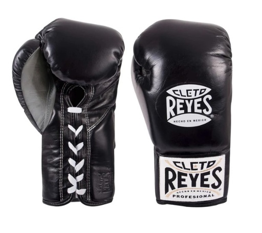 Cleto Reyes Boxhandschuhe Profight Safetec mit Schnürung, Schwarz-Silber