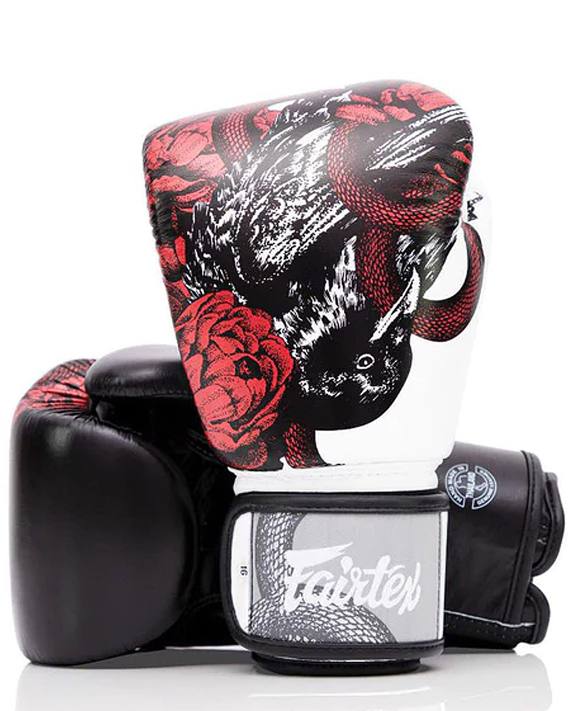 Fairtex Boxing Gloves BGV24 Beauty of Survival, Black-White-Red