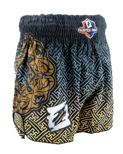 Fairtex Muay Thai Shorts Black-Gold, Schwarz-Gold