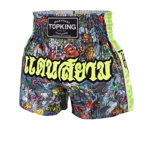 Top King Muay Thai Shorts TKTBS-225-GN, Green-Multicolored