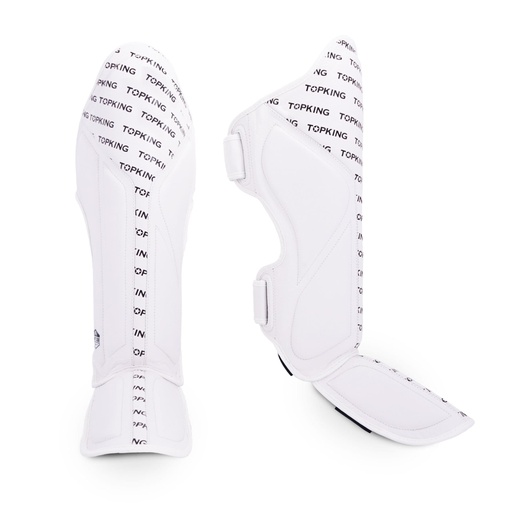 Top King Shin Guards Full Impact Leather, White