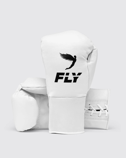 Fly Boxhandschuhe Kyo Pro-Fight mit Schnürung, Weiß