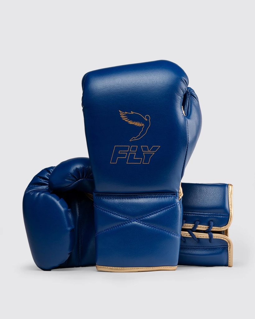Fly Boxhandschuhe Superlace X mit Schnürung, Dunkelblau-Gold