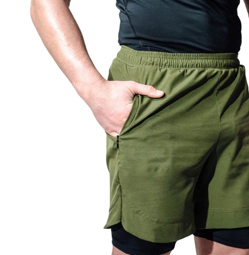 RDX Fight Shorts T15 2-in-1, Grün-Schwarz