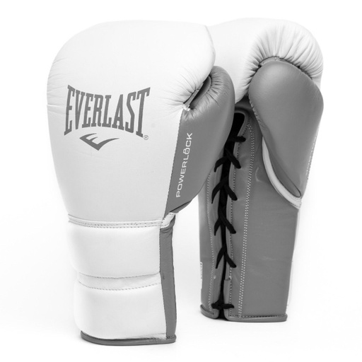 Everlast Boxing Gloves Powerlock 2 Pro with Laces, White-Gray